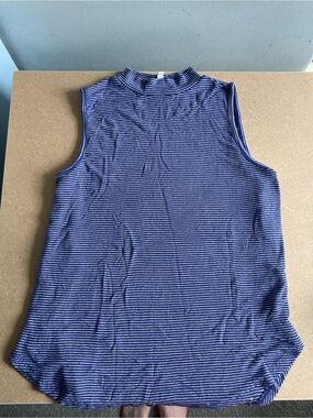 Sonoma Navy and White Striped Mock Neck Tank